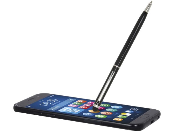 Bolígrafo aluminio con stylus táctil Ore tinta azul Negro intenso detalle 24