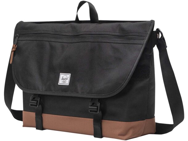 Bandolera reciclada Herschel Cove con funda portátil 15 pulgadas Negro intenso detalle 5