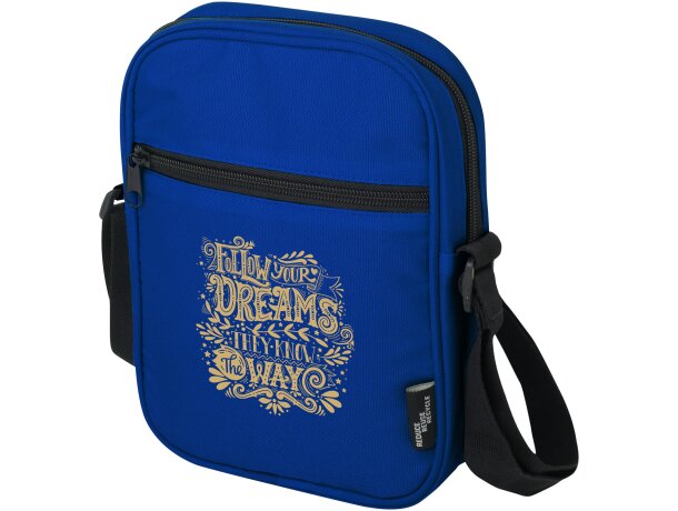 Bandolera reciclada certificada GRS Byron con cremallera Azul real detalle 16