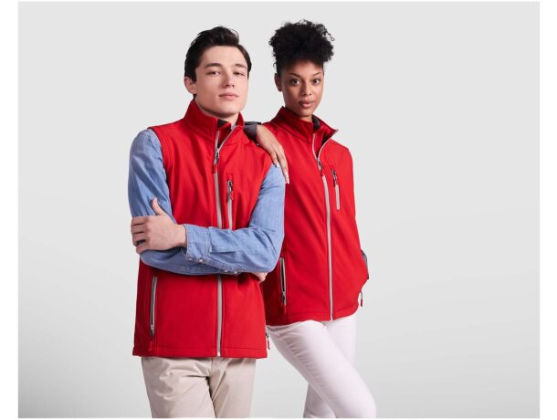 Chaleco softshell unisex Nevada de Roly resistente al agua Rojo detalle 17