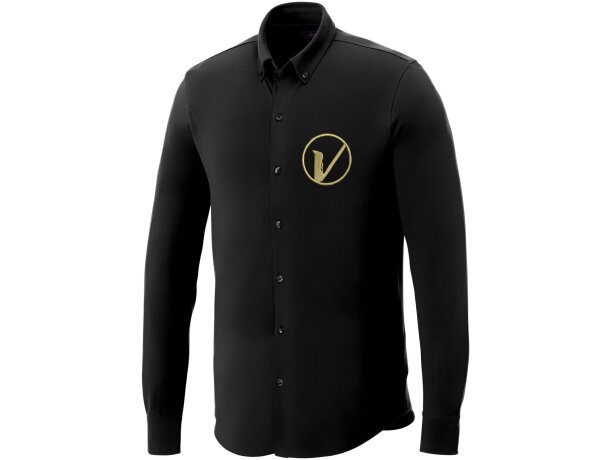 Camisa corporativa elastano 200 g/m2 Elevate Life Bigelow Negro intenso detalle 21