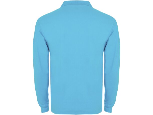 Polo manga larga hombre Estrella Roly 100% algodón piqué Azul turquesa detalle 22