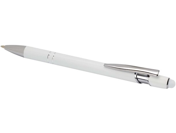 Bolígrafo Kish con acabado plateado en aluminio reciclado Blanco detalle 3