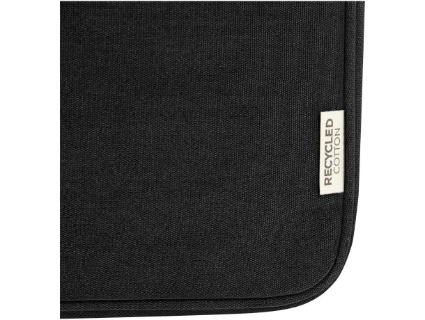 Funda para portátil de 14 pulgadas Joey de lona reciclada GRS Negro intenso detalle 6