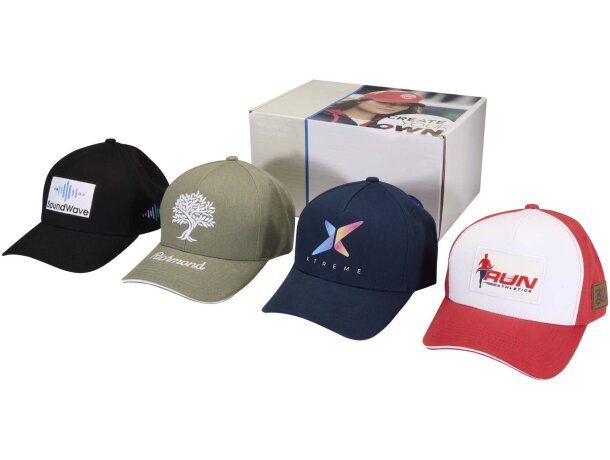 Kit muestras gorras recicladas algodón sostenible Aware Blanco detalle 5