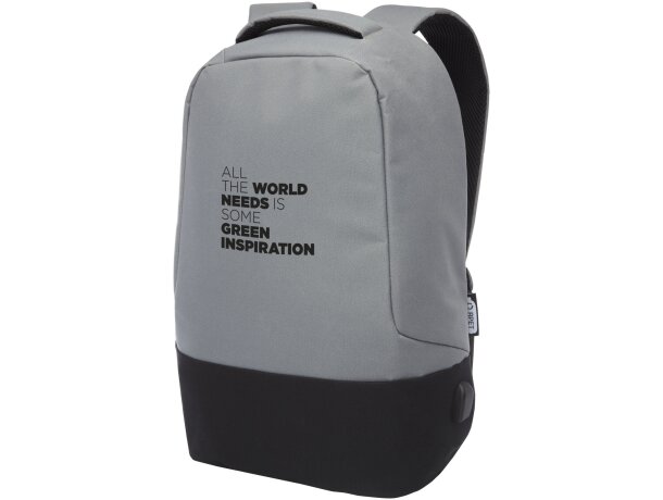 Mochila para ordenador de 15 con puerto usb poliéster reciclado grs Gris detalle 1