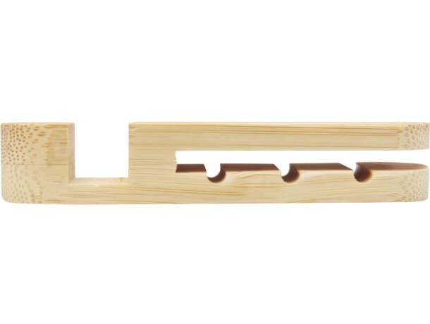 Organizador de cables bambú Edulis con soporte para móvil Beige detalle 2