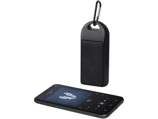 Altavoz bluetooth Omni de plástico reciclado certificado RCS Negro intenso detalle 6