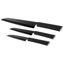 Set de 3 cuchillos de acero personalizado negro intenso Set de 3 cuchillos de acero personalizado negro intenso