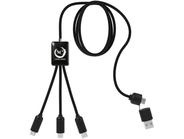 Cable de carga extensible 5 en 1 SCX.design C28 Negro intenso/blanco detalle 1