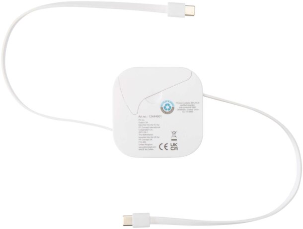 Cable retráctil reciclado 5 en 1 Gloas con carga rápida 100W Blanco detalle 10