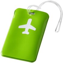 Etiqueta para equipaje con dibujo de avión verde claro