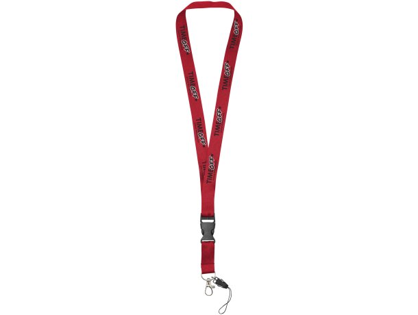 Lanyard con hebilla separable y enganche para móvil Sagan Rojo detalle 9