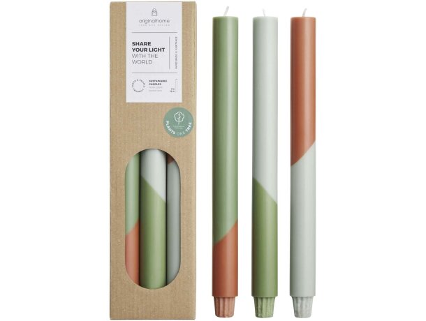 Set 3 velas diagonales Originalhome Eden de cera vegetal Rojo detalle 6