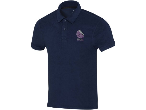 Polo unisex de rizo reciclado Akoya con certificación GRS Azul marino detalle 10