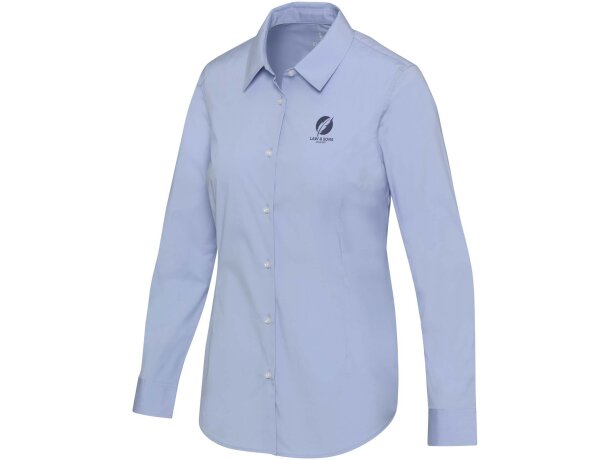 Camisa popelina mujer Carnelian algodón BCI elástico Azul claro detalle 9