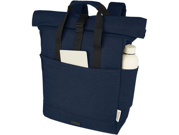 Mochila enrollable Joey lona reciclada GRS para portátil 15? Azul marino detalle 12