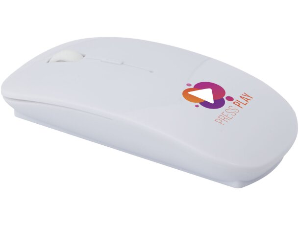 Ratón inalámbrico Menlo de plástico reciclado RCS Blanco detalle 1