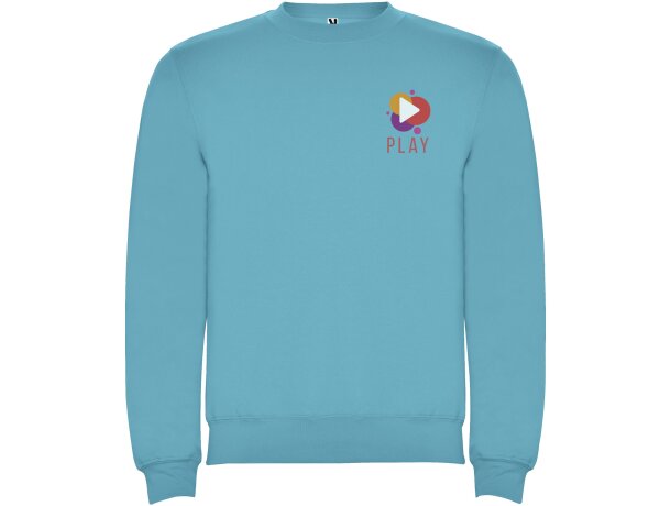 Sudadera cuello redondo unisex Clásica Roly personalizable Azul turquesa detalle 41