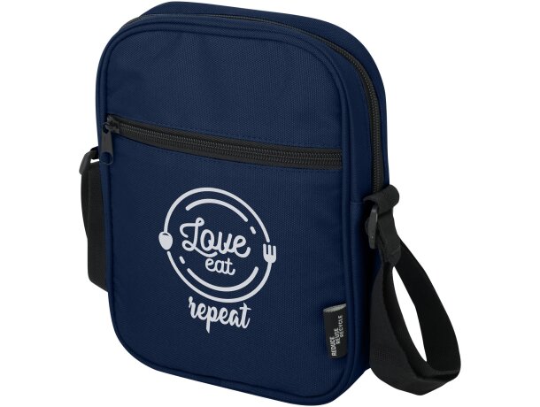 Bandolera reciclada certificada GRS Byron con cremallera Azul marino detalle 11