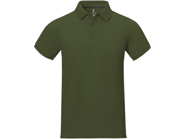 Polo de manga corta algodón BCI 200 g/m2 Elevate Life Calgary Verde militar detalle 52