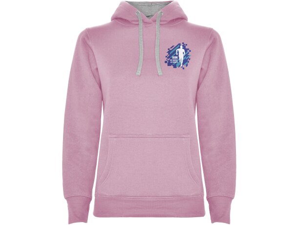 Sudadera con capucha para mujer Urban Roly Rosa claro/gris jaspeado detalle 6