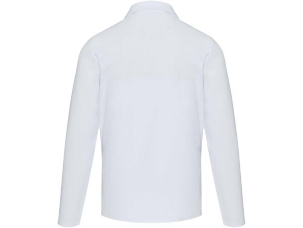 Polo manga larga Apollo algodón piqué unisex corporativo Blanco detalle 7