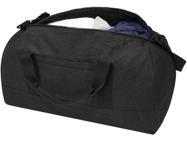 Bolsa de viaje en lona reciclada 50 litros Aware Porter Negro intenso detalle 6