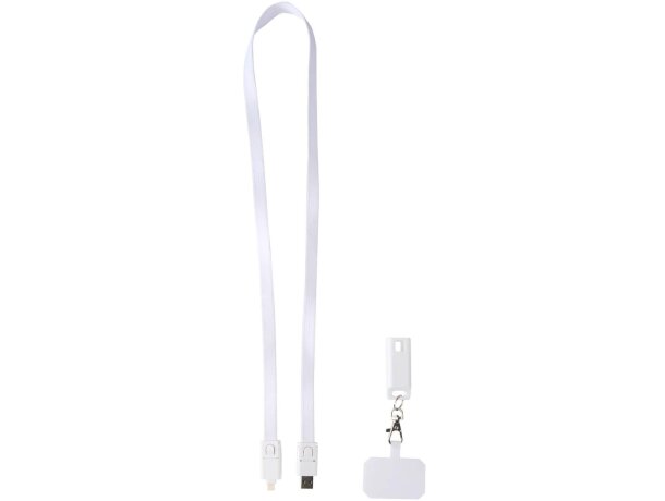 Lanyard de plástico reciclado para smartphone Franz Blanco detalle 9