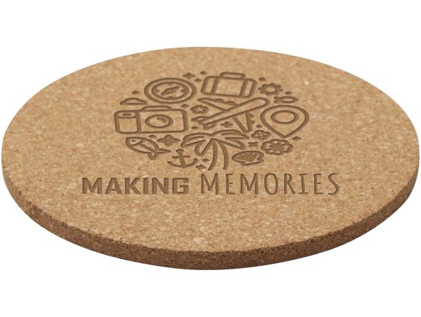 Posavasos de corcho Sencha natural sostenible 10 cm diámetro Natural detalle 1