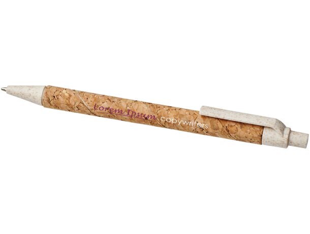 Bolígrafo de corcho y paja de trigo Midar Natural/crema detalle 1