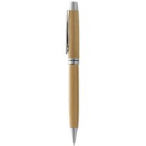 Bolígrafo de bambú con clip marrón