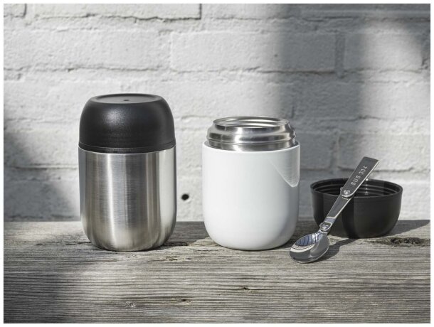 Fiambrera Supo 480ml acero inoxidable reciclado con cuchara Blanco detalle 7