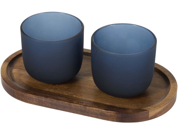 Set bandeja madera acacia y vasos vidrio borosilicato Male detalle 8
