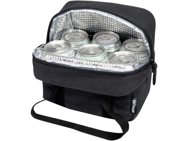 Bolsa nevera 5L Recanvas de algodón y poliéster reciclado GRS Negro intenso detalle 3