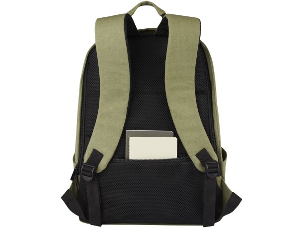 Mochila antirrobo Joey 18L portátil 15,6 lona reciclada GRS Verde oliva detalle 25