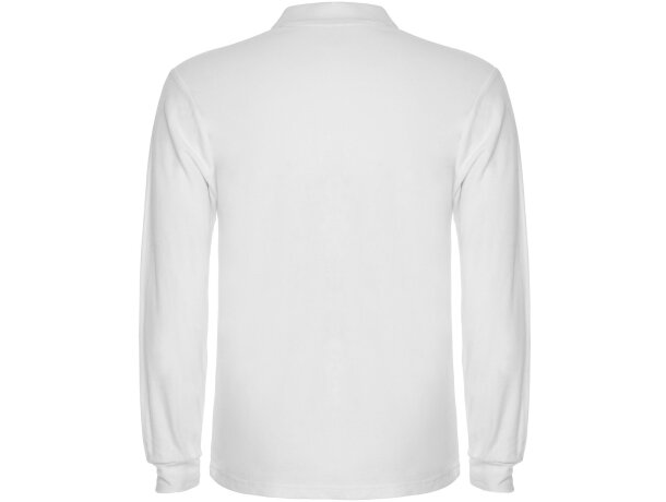 Polo manga larga hombre Estrella Roly 100% algodón piqué Blanco detalle 2