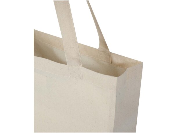 Bolsa tote con refuerzos algodón reciclado certificado GRS Madras Natural detalle 4