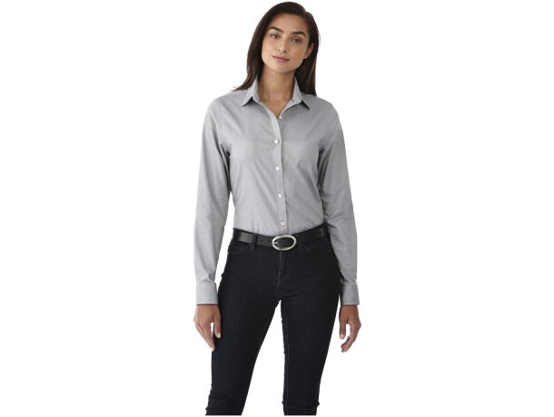 Camisa Oxford manga larga mujer Vaillant algodón 142 g/m² Gris acero detalle 22