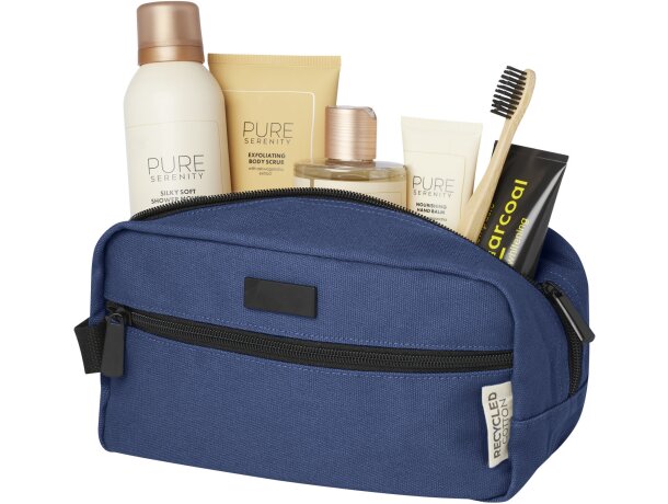 Neceser de viaje Joey con lona reciclada certificada GRS Azul marino detalle 15