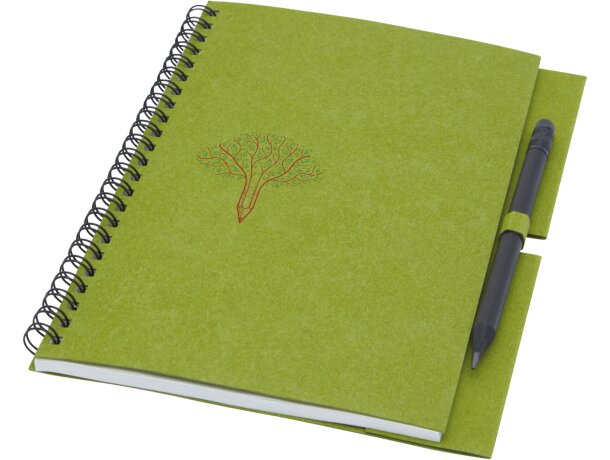 Libreta mediana con espiral y lápiz Luciano Eco Verde detalle 9