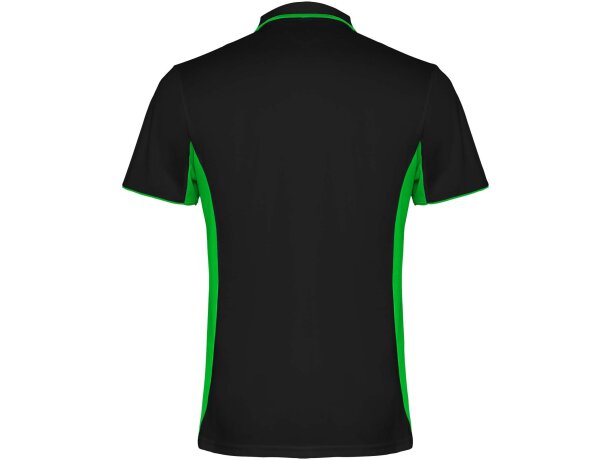 Polo deportivo unisex manga corta Roly Montmelo transpirable Negro intenso/lima detalle 2