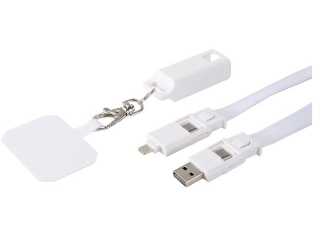 Lanyard de plástico reciclado para smartphone Franz Blanco detalle 10