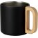 Taza acero inoxidable reciclado Bjorn con asa de madera Negro intenso detalle 5