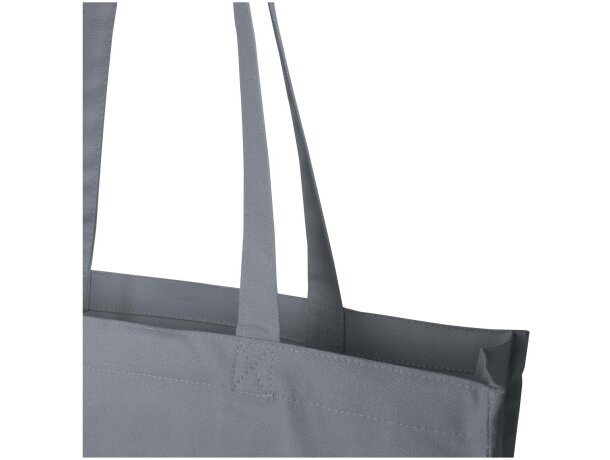 Bolsa tote algodón reciclado GRS con refuerzos Florida 14L Gris detalle 35