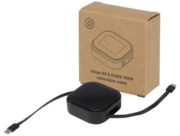 Cable retráctil reciclado 5 en 1 Gloas con carga rápida 100W Blanco detalle 14