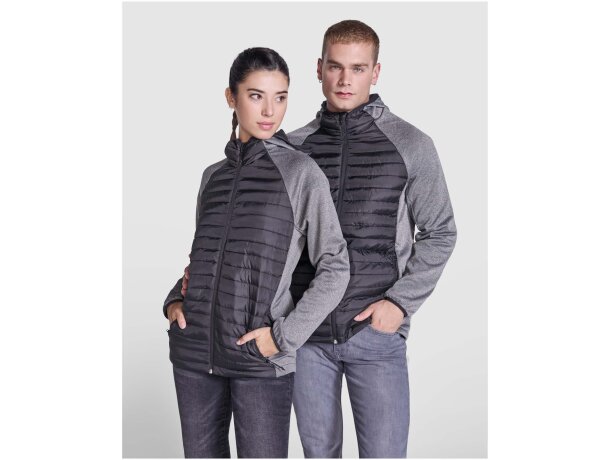 Chaqueta híbrida acolchada unisex Minsk de Roly con capucha Negro intenso/negro detalle 5
