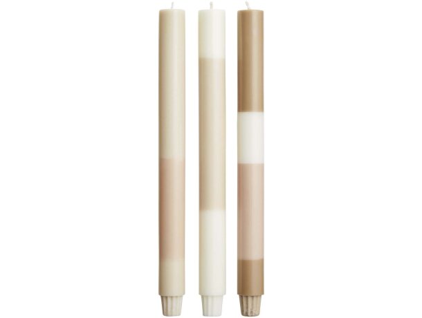 Velas de piedra caliza en capas Originalhome set de 3 Blanco roto detalle 1