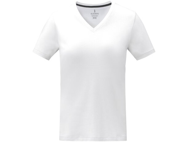 Camiseta de manga corta y cuello en V para mujer Somoto Blanco detalle 2