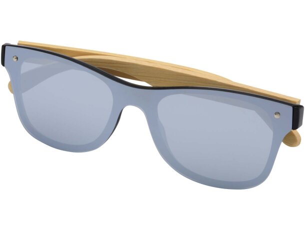 Gafas de sol Tan con patillas de bambú y protección UV400 Plateado detalle 6